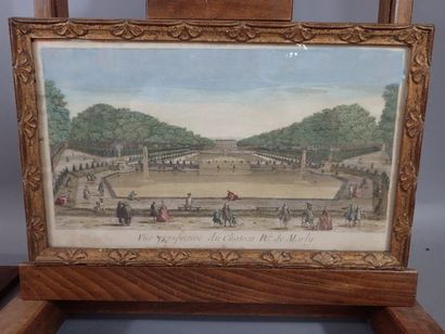 Ensemble de trois gravures réhaussées: 
-...
