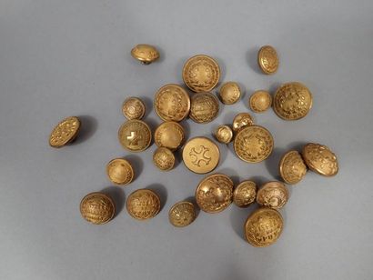 Lot de boutons de lycées en métal doré dont...