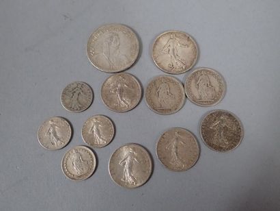 FRANCE et SUISSE. Lot de pièces en argent...