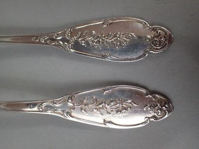 Couvert de baptême en argent, modèle rocaille,...