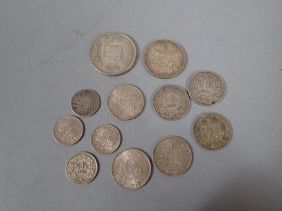 FRANCE et SUISSE. Lot de pièces en argent...
