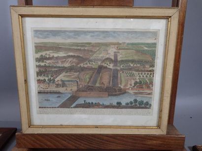 Ensemble de trois gravures réhaussées: 
-...