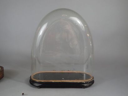 Globe en verre sur son socle en bois (H:...