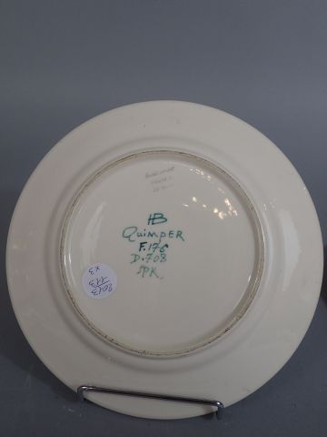 HB HENRIOT QUIMPER, lot de 3 assiettes perlées...