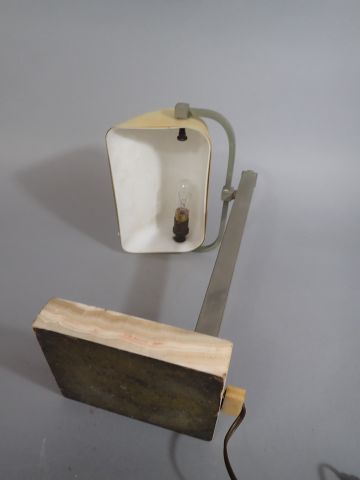 Lampe de bureau socle en marbre beige, tige...