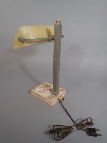 Lampe de bureau socle en marbre beige, tige...