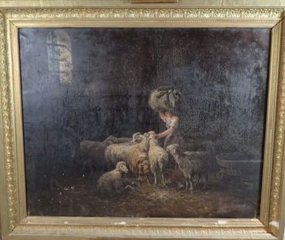 Eugenio AMUS (1834-1899) La bergère et ses...