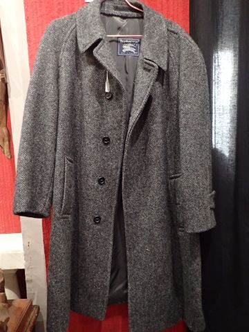 BURBERRYS, manteau à chevrons gris, 100%...