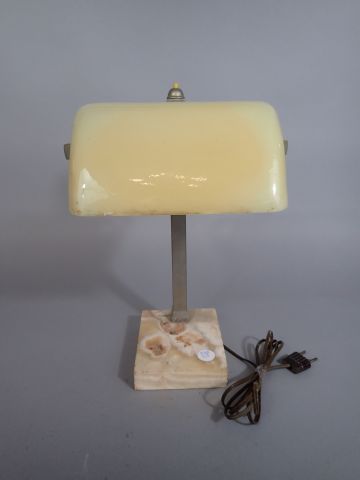 Lampe de bureau socle en marbre beige, tige...