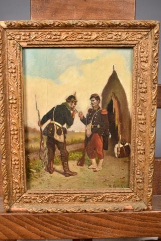 A. RIEULIER. « Soldat français offrant du...