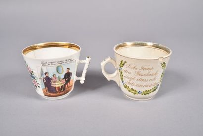 Deux tasses patriotiques. Une en porcelaine...
