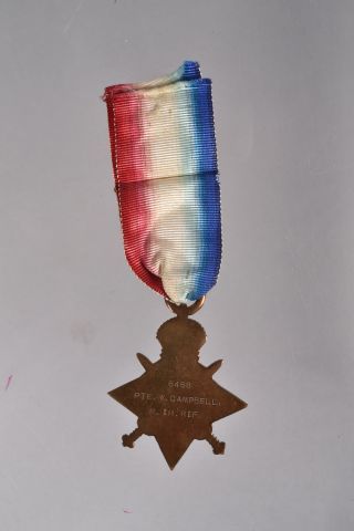 Royaume-Uni. 1914 -15 Star, avec ruban, attribuée...