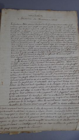 Cahier manuscrit relatif à l'histoire de...