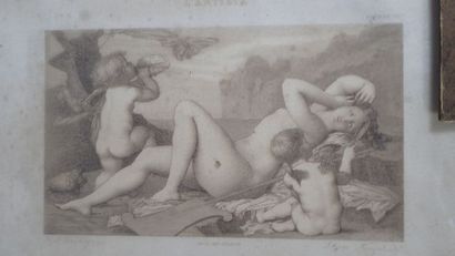 Ensemble de trois pièces cadrées : deux lithographies
