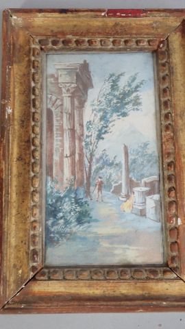 Ensemble de deux petits paysages aquarellés...