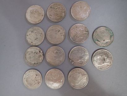Ensemble comprenant 20 francs Turin argent...