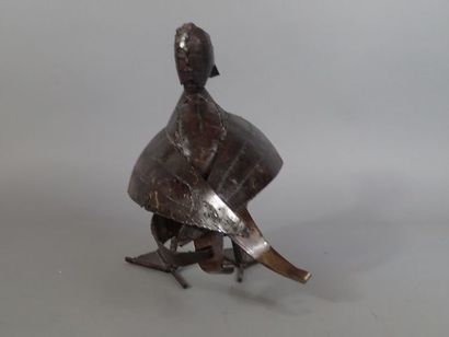 Canard en tôle laqué brune. Travail artisanal...