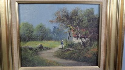 Ecole du XIXème siècle dans le goût de Barbizon,...