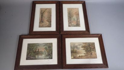 E. ANGILARD. Ensemble de quatre aquarelles,...