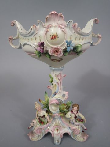 Deux groupes en porcelaine polychrome : 