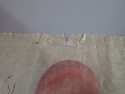 Peinture sur soie représentant un levé de...