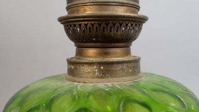 Lampe à pétrole réservoir en verre vert,...