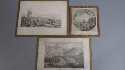 Ensemble de trois gravures en noire : 