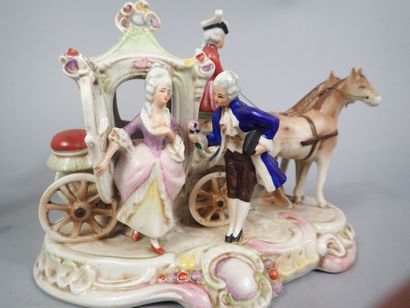Deux groupes en porcelaine polychrome : 
