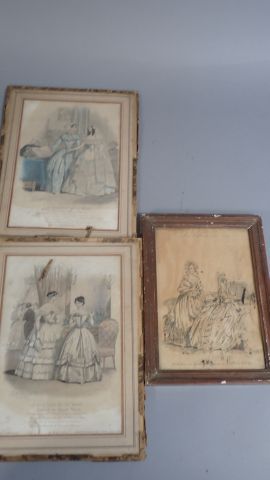 Ensemble de quatre gravures de mode du XIXème...