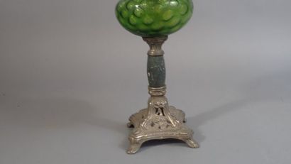 Lampe à pétrole réservoir en verre vert,...