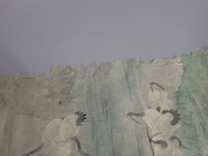 Peinture sur soie représentant un levé de...
