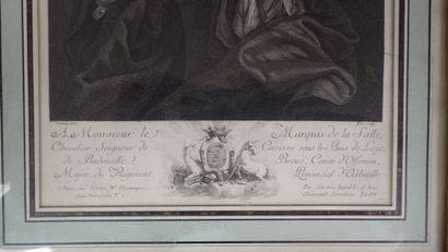 Gravure en noir, dédicace à Monsieur le Marquis...