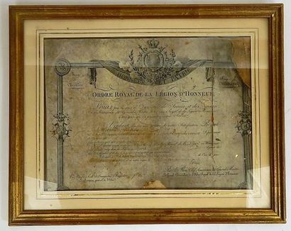 Brevet de chevalier de l’Ordre royal de la...