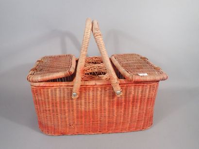 Panier à pique-nique en osier tressé teinté...
