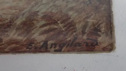 E. ANGILARD. Ensemble de quatre aquarelles,...
