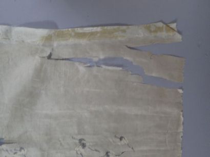 Peinture sur soie représentant un levé de...