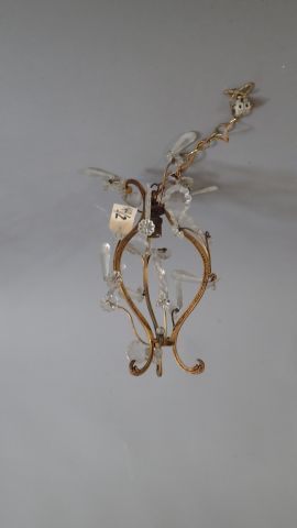 Petit lustre cage en bronze à pampilles