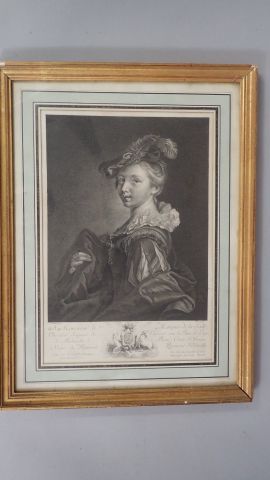 Gravure en noir, dédicace à Monsieur le Marquis...
