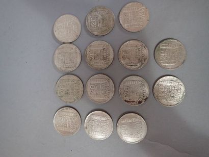 Ensemble comprenant 20 francs Turin argent...