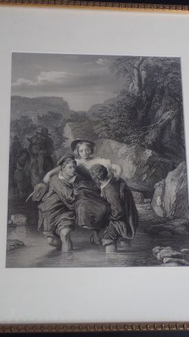 Ensemble de trois gravures en noir : 