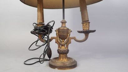 Lampe bouillotte en bronze à deux bras de...