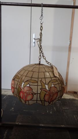 Suspension à une lumière en laiton et plaques...