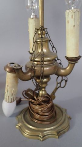 Lampe à l'huile en laiton, montée en lampe,...