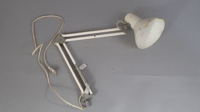 Lampe de bureau en métal blanc laqué à un...