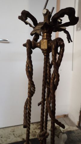 Suspension en bronze à quatre lumières, à...