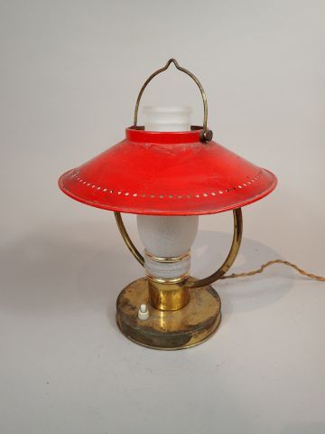 Petite lampe à suspendre en laiton, verre...