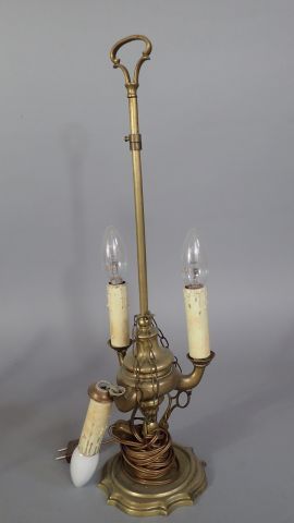 Lampe à l'huile en laiton, montée en lampe,...