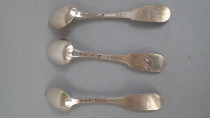 Ensemble de sept couverts en argent modèle...