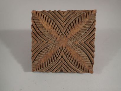 Tampon d'impression en bois sculpté pour...