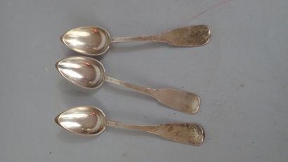 Ensemble de sept couverts en argent modèle...